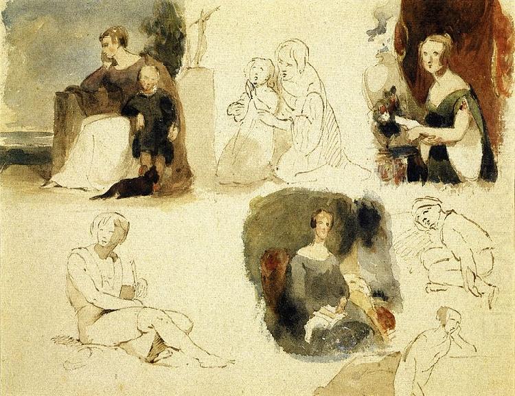 Sheet of figure studies, Thomas Sully